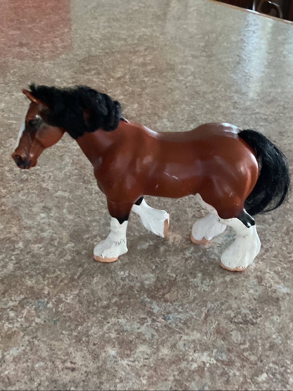 Classic Brown Clydesdale Horse Figurine with Black Mane - Kids Toy